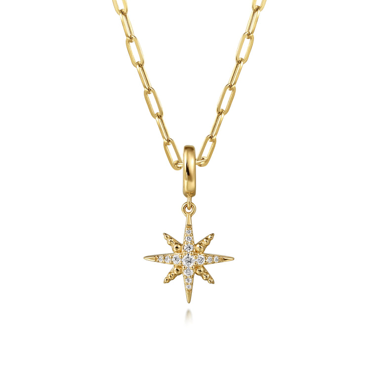 14K Yellow Gold Diamond Star Charm With Detachable Bail - 0.15 ct - Shot 3