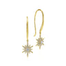 14K Yellow Gold Diamond Star Fish Wire Drop Earrings - 0.4 ct