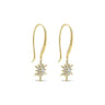 14K Yellow Gold Diamond Star Fish Wire Drop Earrings - 0.4 ct