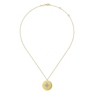 14K Yellow Gold Diamond Star Medallion Necklace