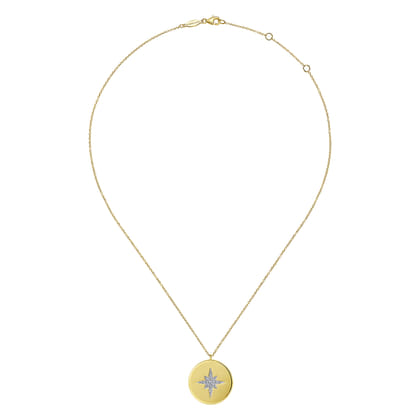 14K Yellow Gold Diamond Star Medallion Necklace