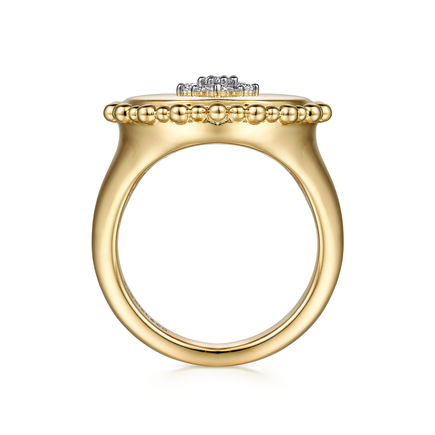 14K Yellow Gold Diamond Star Signet Ring
