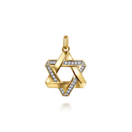14K Yellow Gold Diamond Star of David Pendant