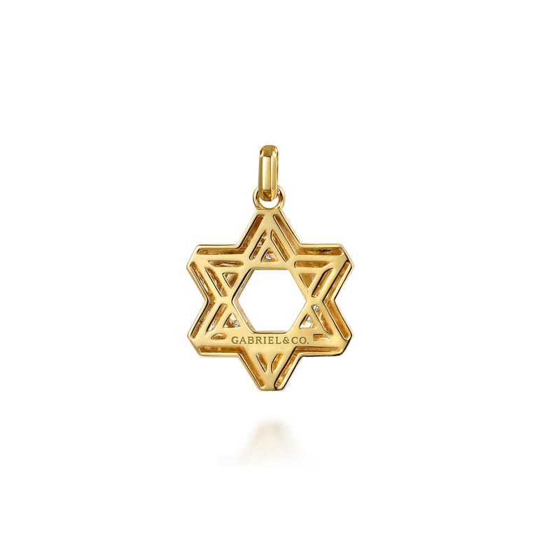 14K Yellow Gold Diamond Star of David Pendant - 0.4 ct - Shot 2
