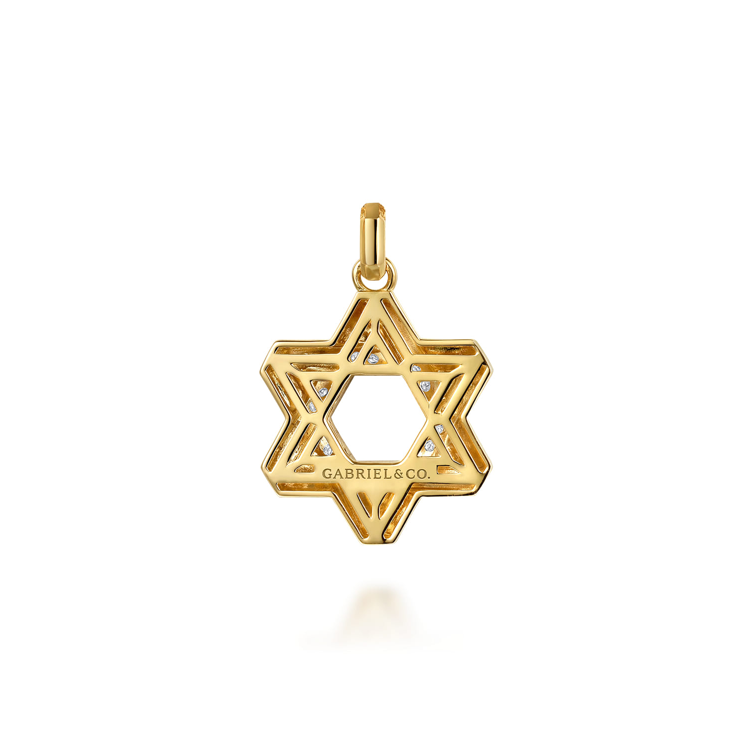 14K Yellow Gold Diamond Star of David Pendant - 0.75 ct - Shot 2