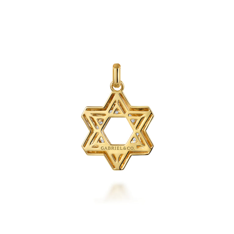 14K Yellow Gold Diamond Star of David Pendant - 0.75 ct - Shot 2
