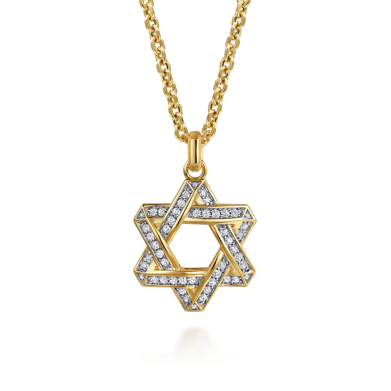 14K Yellow Gold Diamond Star of David Pendant - 0.75 ct - Shot 3