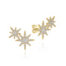 14K Yellow Gold Diamond Starburst Ear Climber Earrings - 0.5 ct