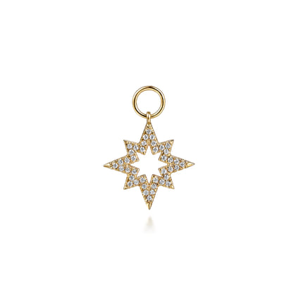 14K Yellow Gold Diamond Starburst Earring Charm