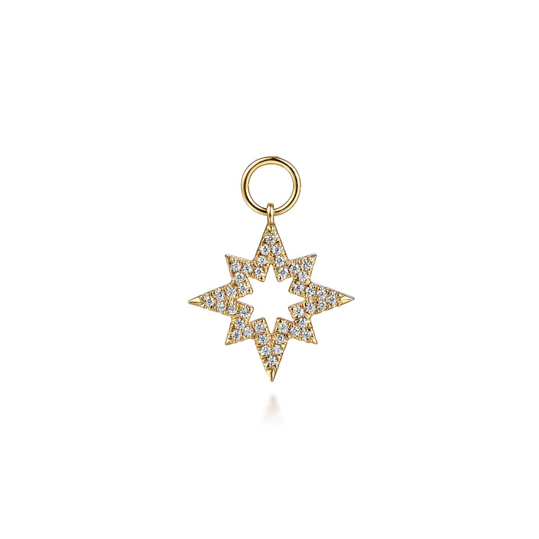 14K Yellow Gold Diamond Starburst Earring Charm - 0.15 ct - Shot 1