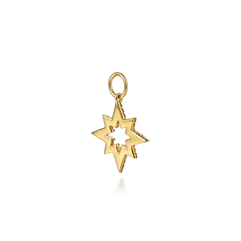 14K Yellow Gold Diamond Starburst Earring Charm - 0.15 ct - Shot 3