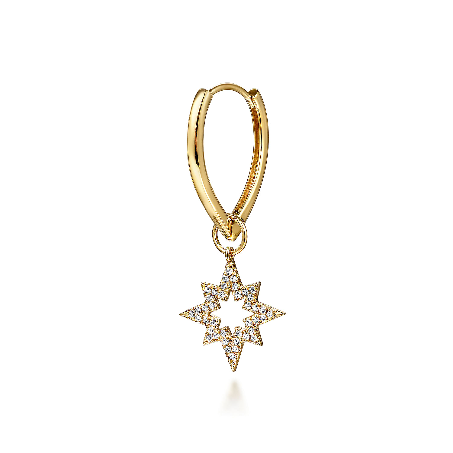 14K Yellow Gold Diamond Starburst Earring Charm
