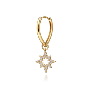 14K Yellow Gold Diamond Starburst Earring Charm