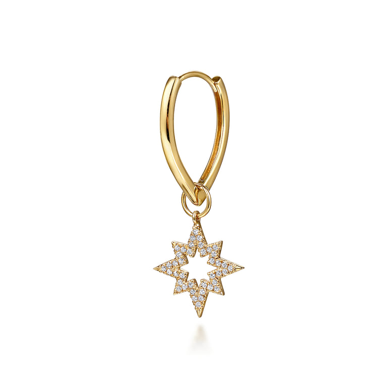 14K Yellow Gold Diamond Starburst Earring Charm - 0.15 ct - Shot 4