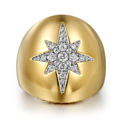 14K Yellow Gold Diamond Starburst Ladies' Ring