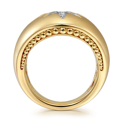 14K Yellow Gold Diamond Starburst Ladies' Ring