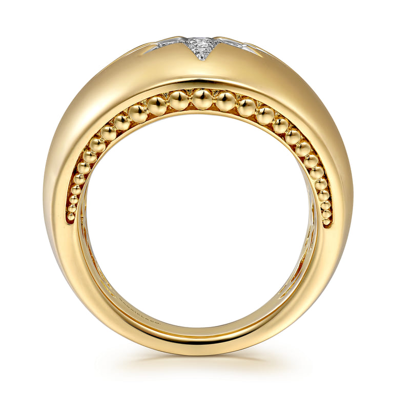 14K Yellow Gold Diamond Starburst Ladies' Ring - 0.35 ct - Shot 2
