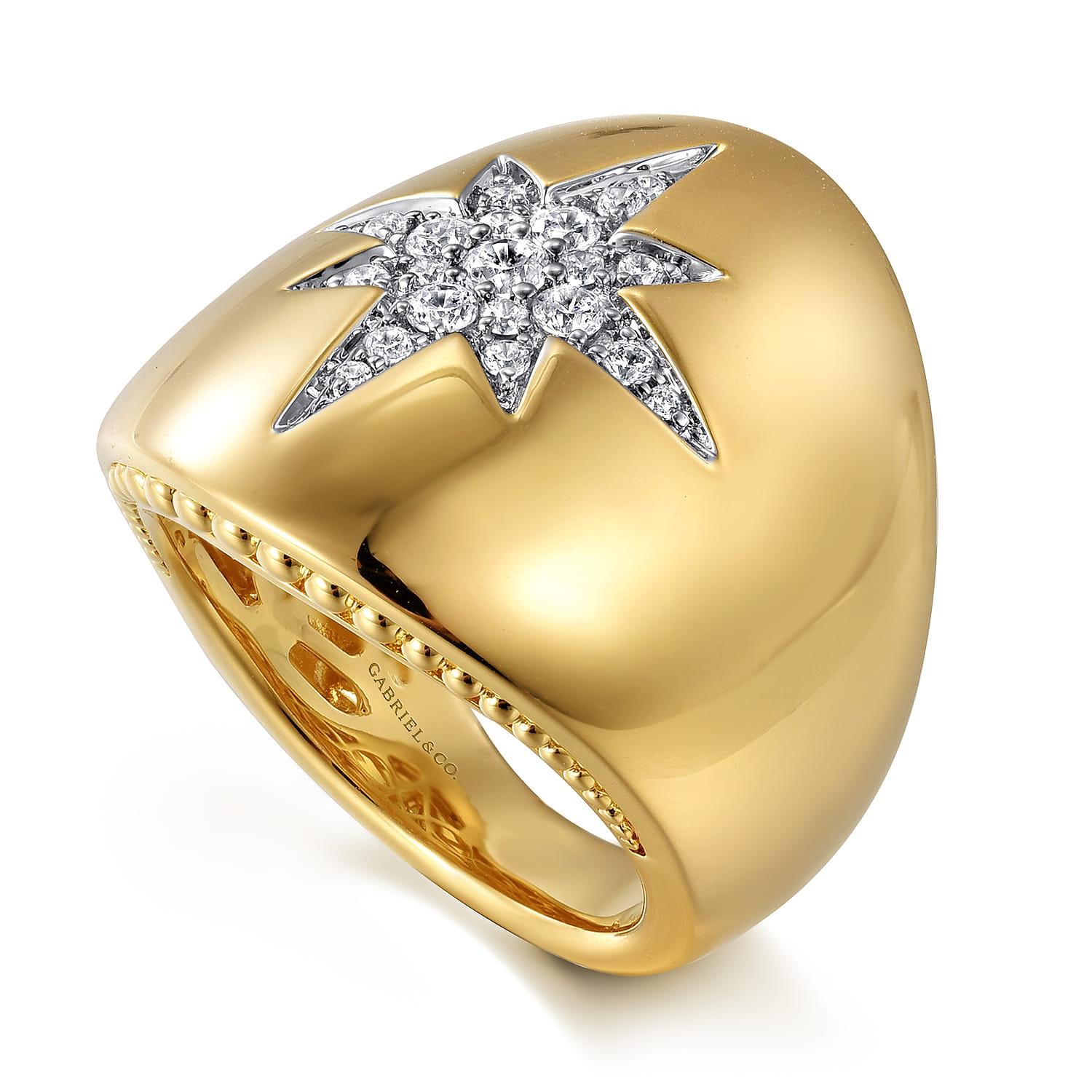 14K Yellow Gold Diamond Starburst Ladies' Ring