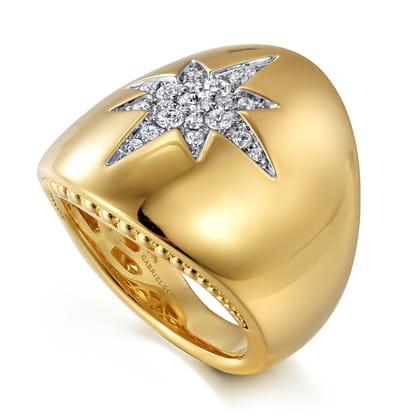 14K Yellow Gold Diamond Starburst Ladies' Ring