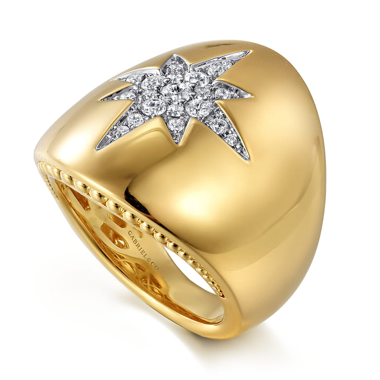 14K Yellow Gold Diamond Starburst Ladies' Ring - 0.35 ct - Shot 3