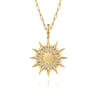 14K Yellow Gold Diamond Starburst Medallion in Size 32mm With Detachable Bail - 0.5 ct