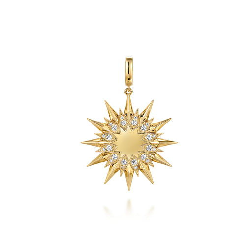 14K Yellow Gold Diamond Starburst Medallion in Size 32mm | Shop 14k ...