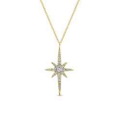14K Yellow Gold Diamond Starburst Pendant Necklace