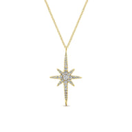 14K Yellow Gold Diamond Starburst Pendant Necklace