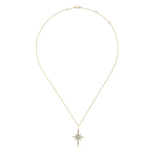 14K Yellow Gold Diamond Starburst Pendant Necklace