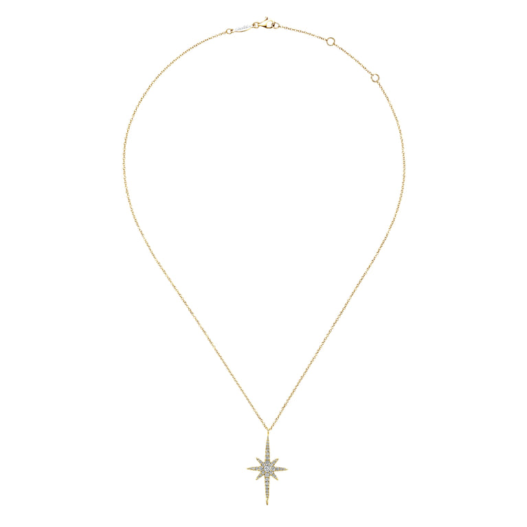 14K Yellow Gold Diamond Starburst Pendant Necklace - 0.46 ct - Shot 2