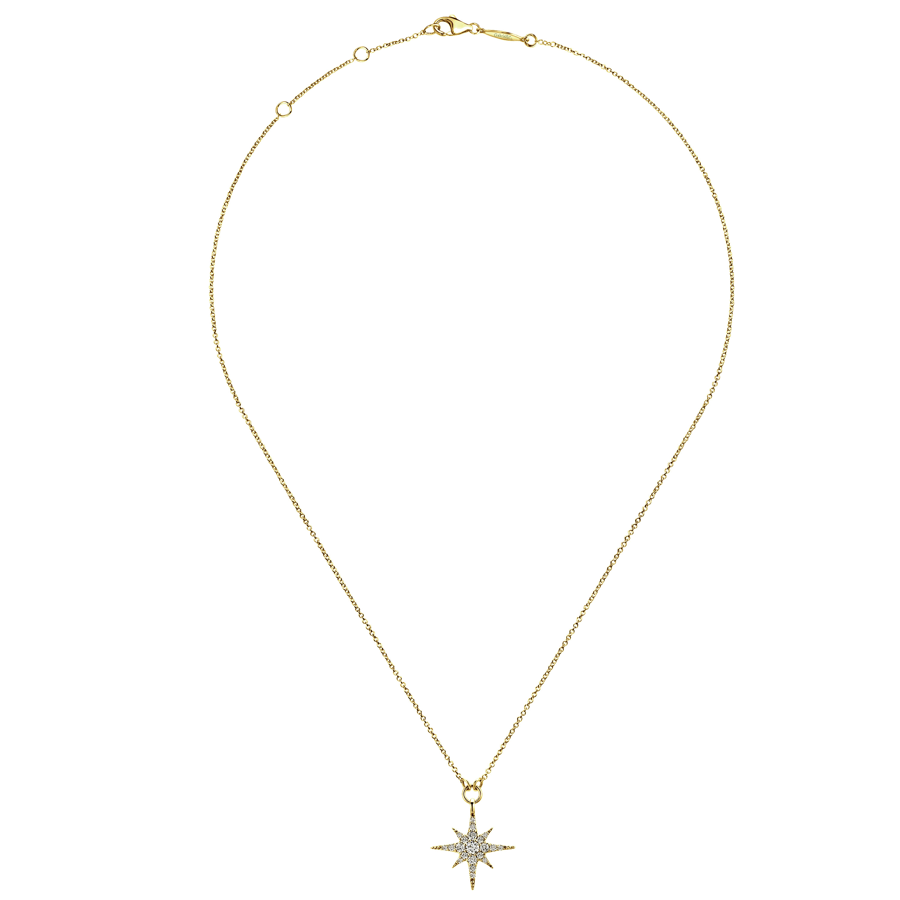 14K Yellow Gold Diamond Starburst Pendant Necklace - 0.25 ct - Shot 2