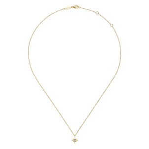 14K Yellow Gold Diamond Starburst Pendant Necklace