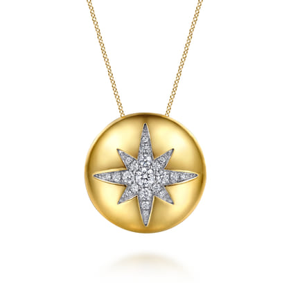 14K Yellow Gold Diamond Starburst Pendant Necklace