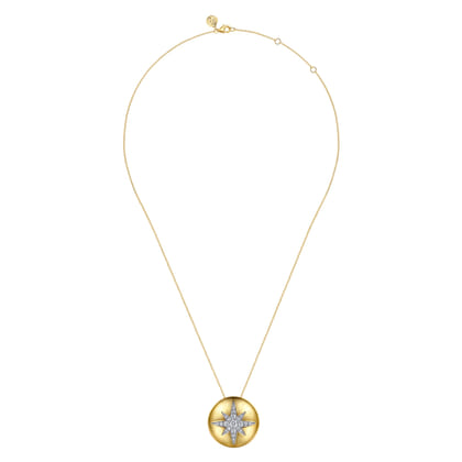14K Yellow Gold Diamond Starburst Pendant Necklace