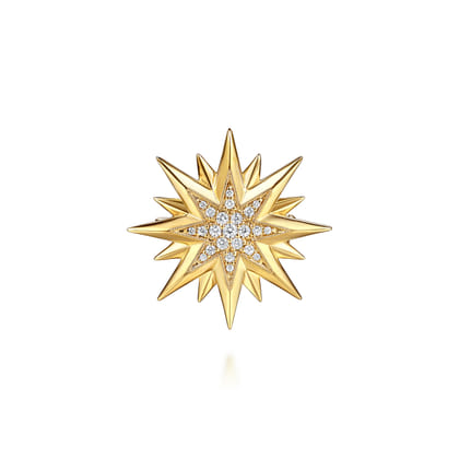 14K Yellow Gold Diamond Starburst Pin