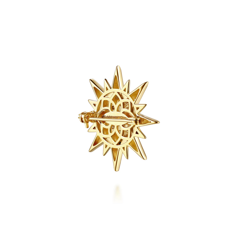14K Yellow Gold Diamond Starburst Pin - 0.3 ct - Shot 2