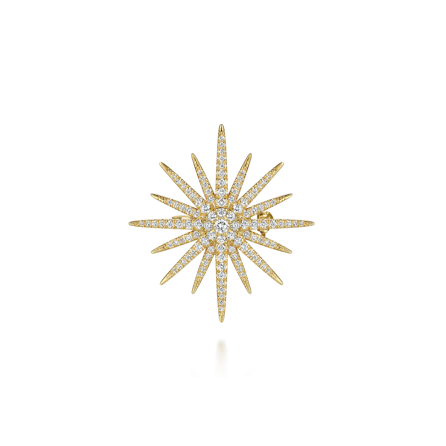 14K Yellow Gold Diamond Starburst Pin - 0.9 ct - Shot 1