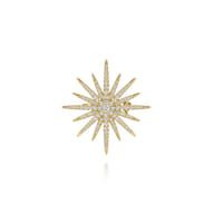 14K Yellow Gold Diamond Starburst Pin