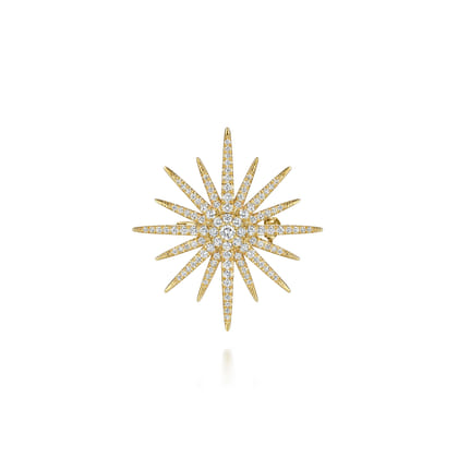 14K Yellow Gold Diamond Starburst Pin