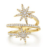 14K Yellow Gold Diamond Starburst Wrap Ladies Ring - 0.52 ct