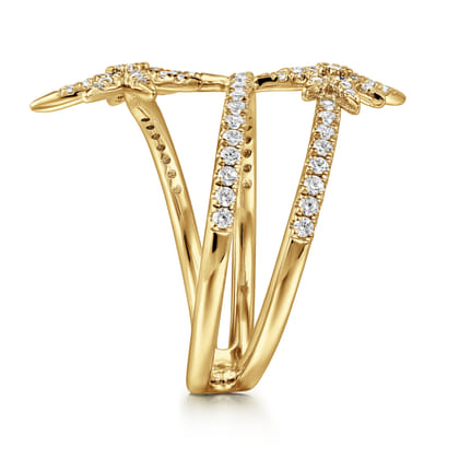 14K Yellow Gold Diamond Starburst Wrap Ladies Ring