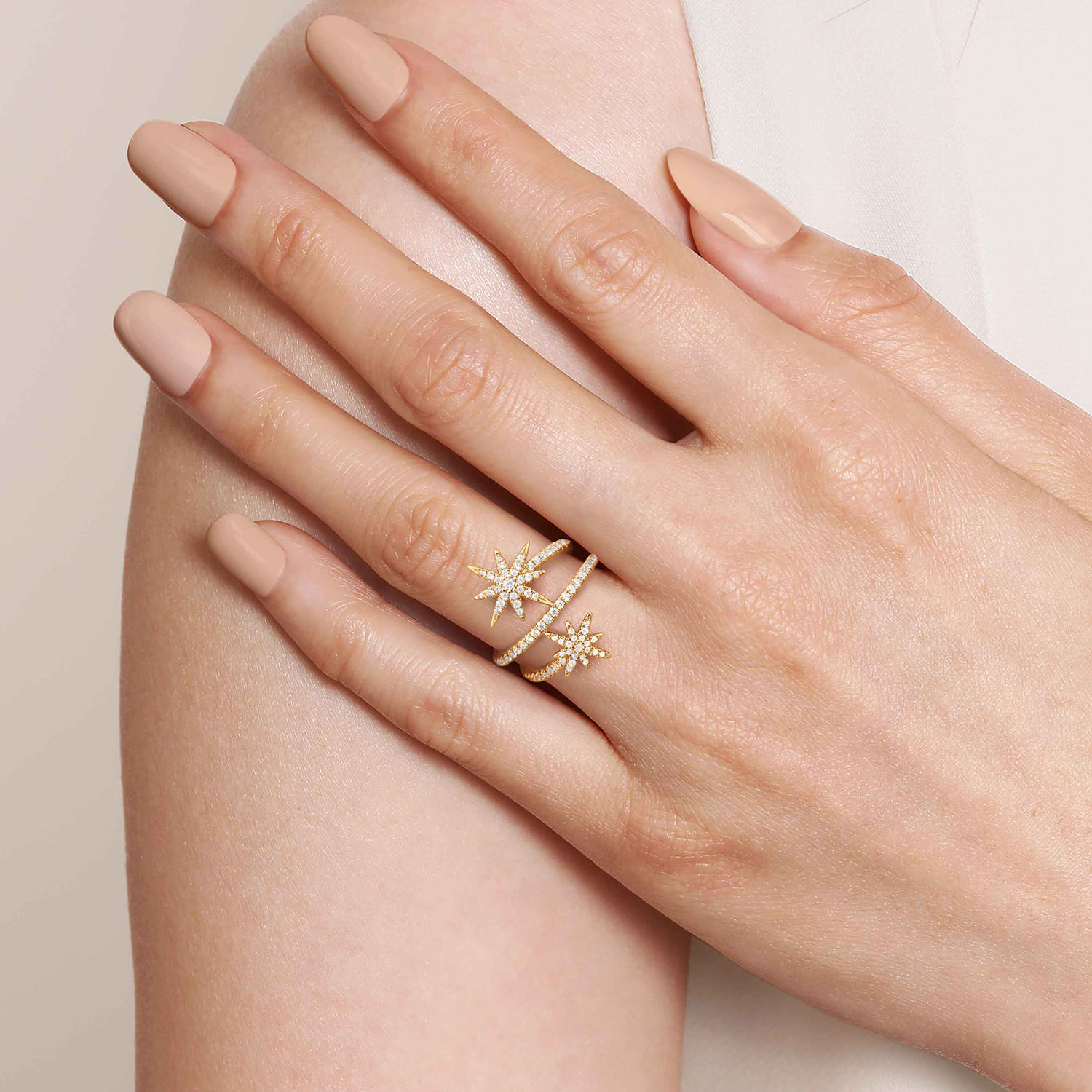 14K Yellow Gold Diamond Starburst Wrap Ladies Ring - 0.52 ct - Shot 5