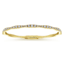 14K Yellow Gold Diamond Station Bangle