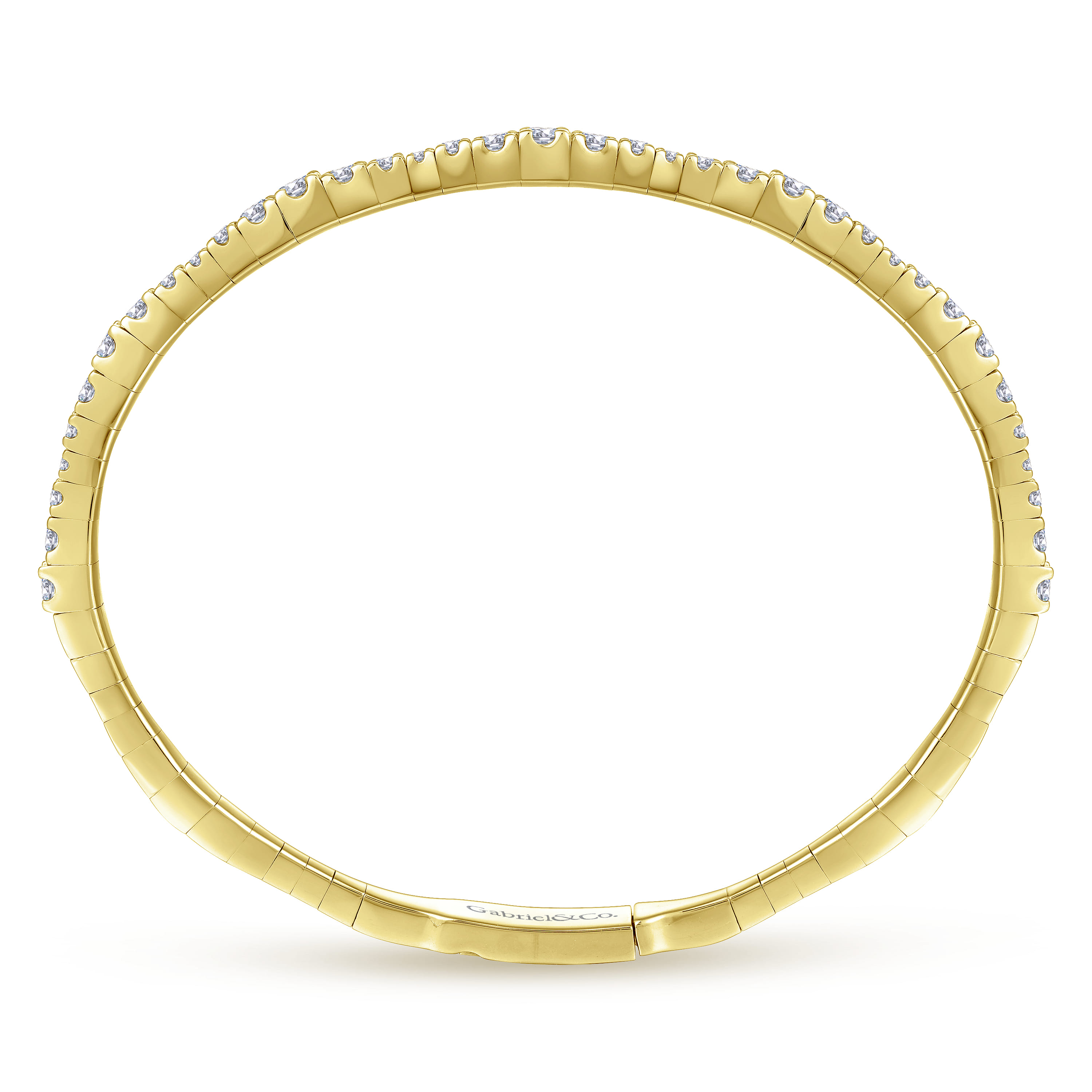 14K Yellow Gold Diamond Station Bangle - 1.1 ct - Shot 3