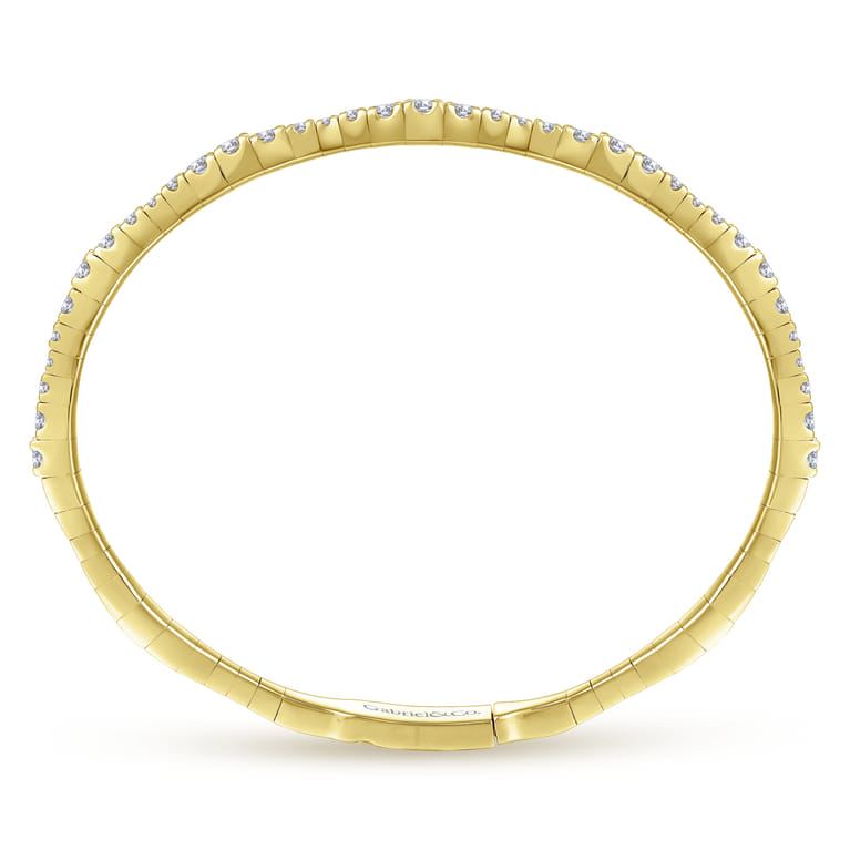 14K Yellow Gold Diamond Station Bangle - 1.1 ct - Shot 3