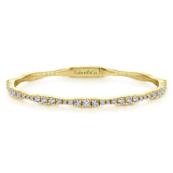 14K Yellow Gold Diamond Station Bangle