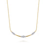 14K Yellow Gold Diamond Station Bar Necklace - 0.35 ct