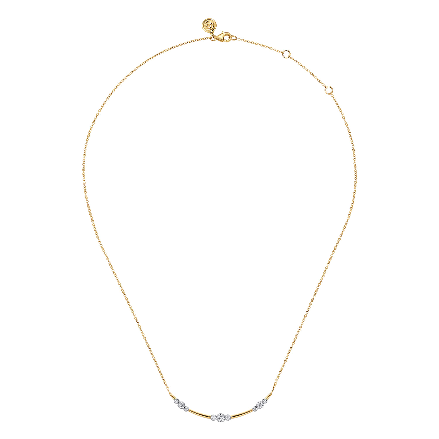 14K Yellow Gold Diamond Station Bar Necklace - 0.35 ct - Shot 2