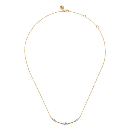 14K Yellow Gold Diamond Station Bar Necklace
