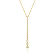 14K Yellow Gold Diamond Station Bar Pendant Necklace